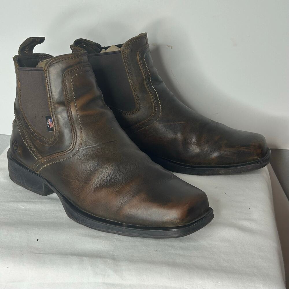 Sureway SW608 Men’s 9.5 Brown Leather Square Toe Chelsea Western Boots